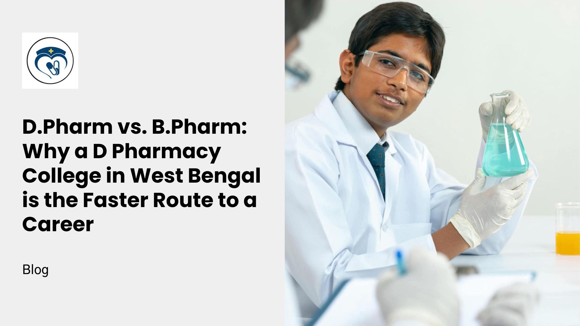 A student in a white coat conducting experiments at Royal HealthWorld, a premier d pharmacy college in west bengal